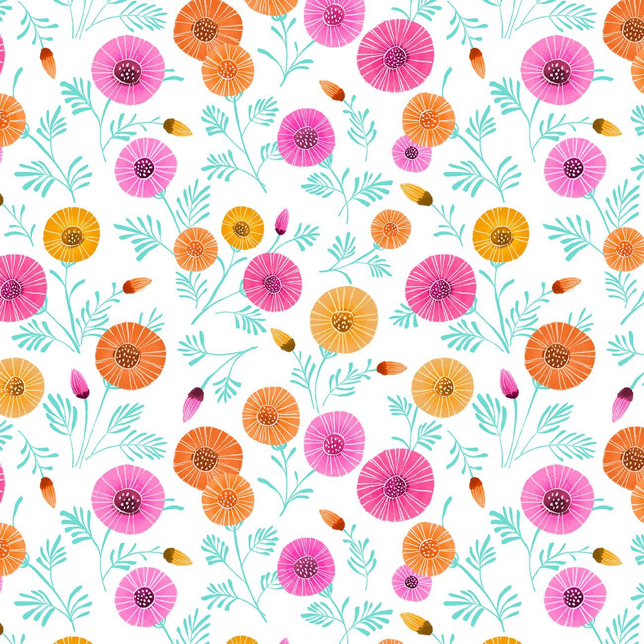 Garden Flight Multi Medium Floral Fabric-P & B Textiles-My Favorite Quilt Store