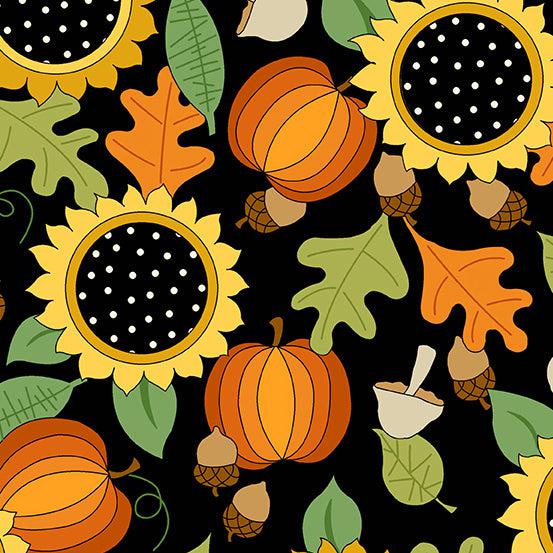 Give Thanks White Sunflower Fabric by Kim Schaefer - Andover