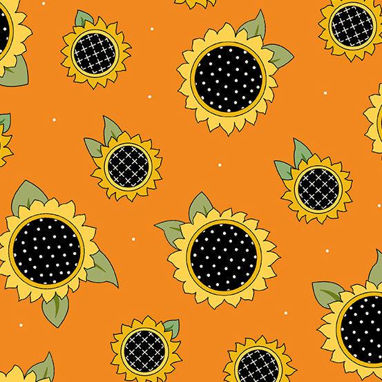 Give Thanks Orange Sunflower Fabric