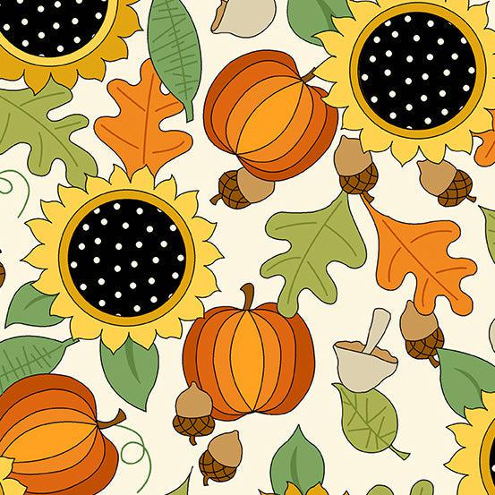 Give Thanks White Fall Bounty Fabric