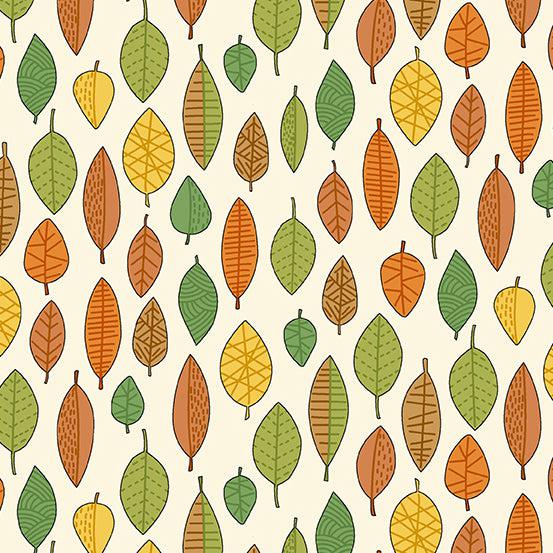 Give Thanks White Leaves Fabric