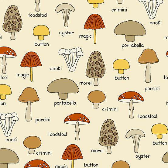 Give Thanks White Mushrooms Fabric
