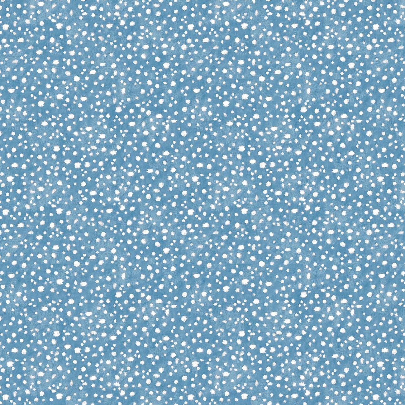 Gnome and Garden Medium Blue Mushroom Dots Fabric