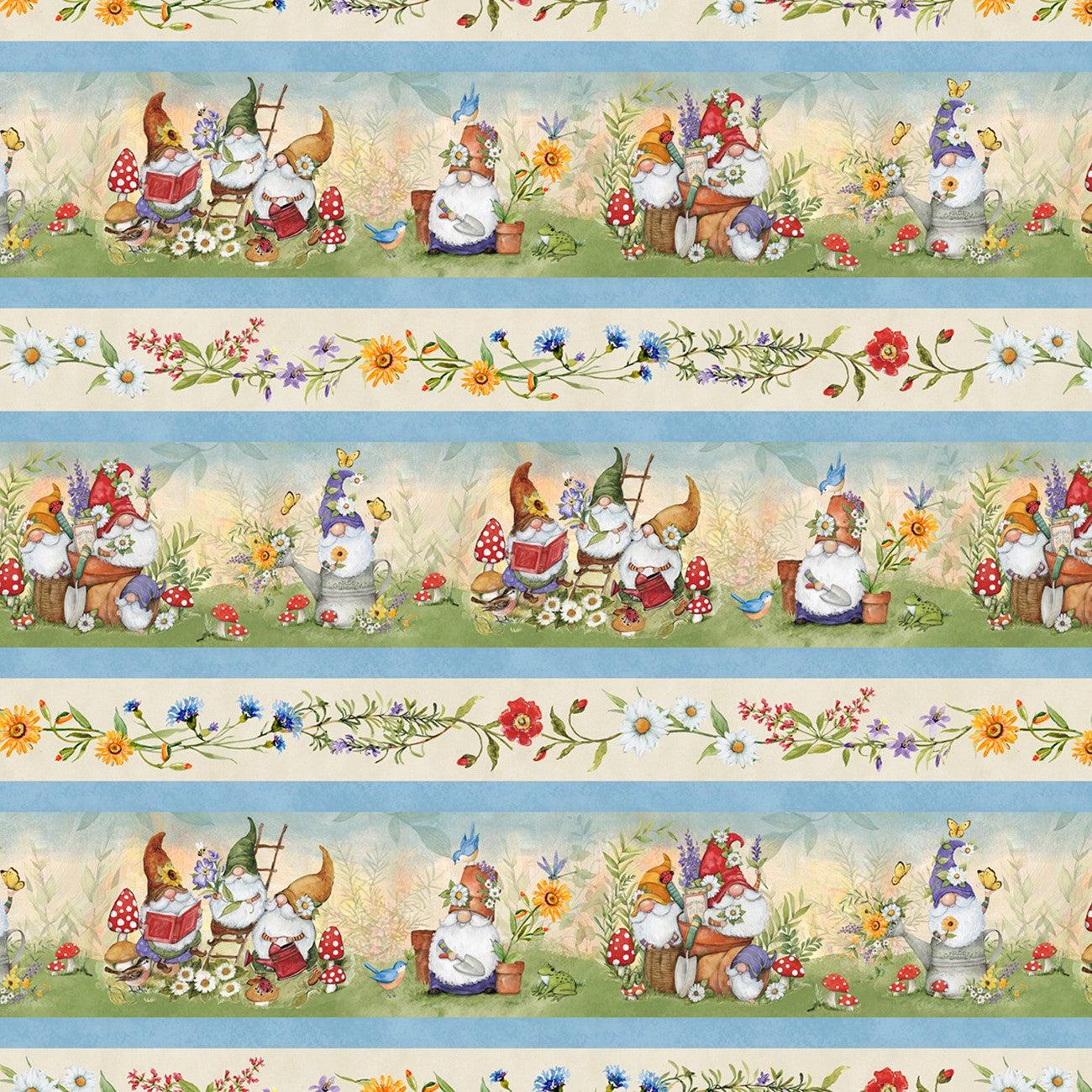 Gnome and Garden Multi Repeating Stripe Fabric-Wilmington Prints-My Favorite Quilt Store