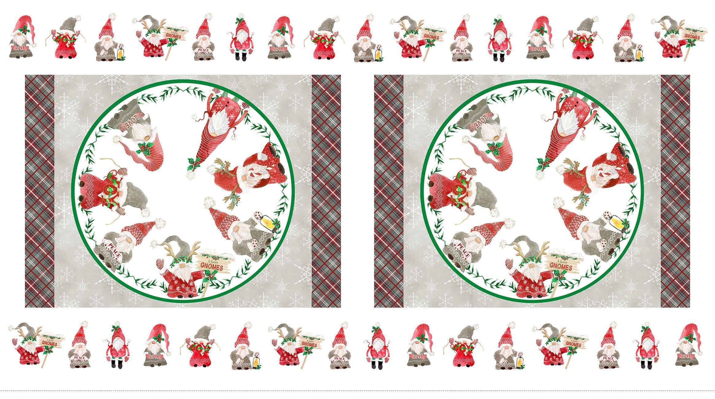 Gnomes Home Tree Farm Multi Gnomes Placemat Panel 24"x 42/43"-P & B Textiles-My Favorite Quilt Store