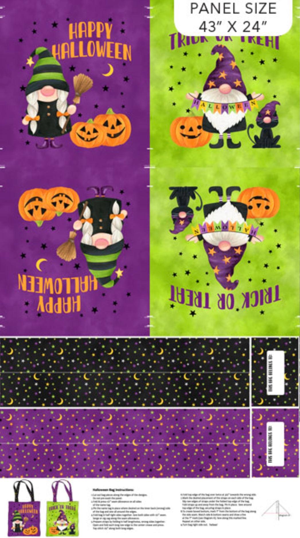 Gnomes Night Out Trick or Treat Bag Panel 24"x 43/44"-Northcott Fabrics-My Favorite Quilt Store
