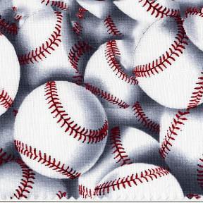 Grand Slam White Shadowed Baseballs Fabric