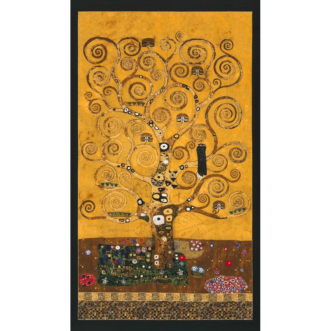 Gustav Klimt Gold Metallic Tree of Life Panel 24"x 44/45"