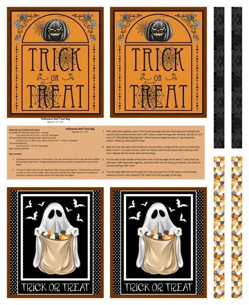 Halloween Ball Black Trick or Treat Bag 36" Panel-Henry Glass Fabrics-My Favorite Quilt Store