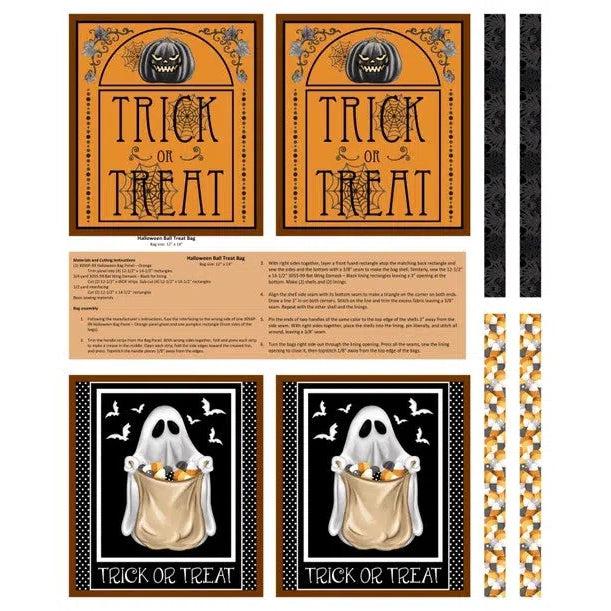 Halloween Ball Black Trick or Treat Bag 36" Panel-Henry Glass Fabrics-My Favorite Quilt Store