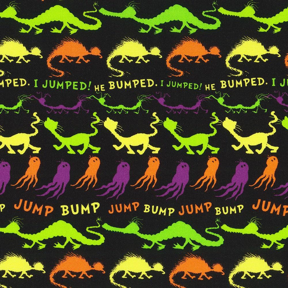 Halloween Growls, Yowls, and Howls Black Spooky Stripe Fabric