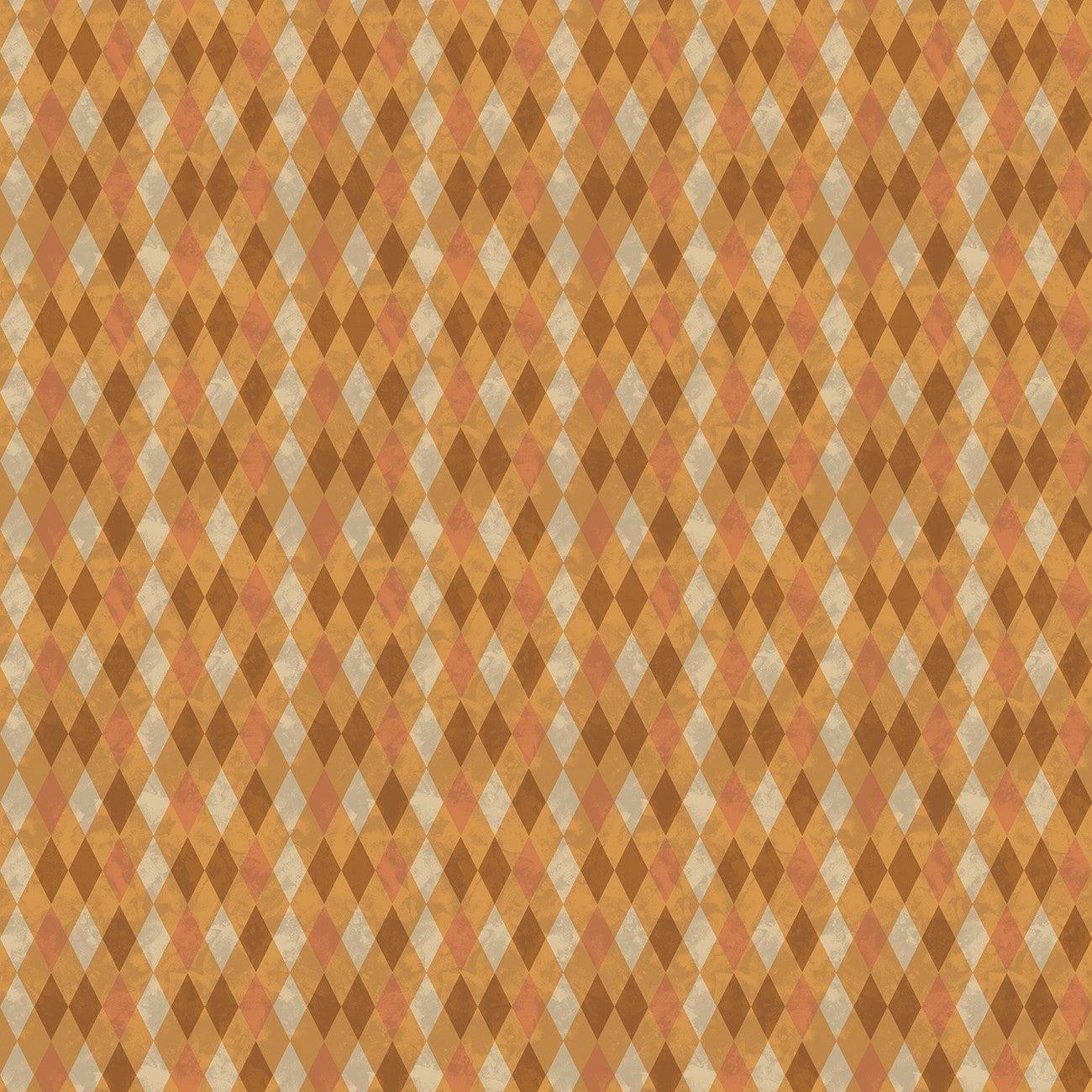 Halloween Whimsy Diamonds Orange Fabric