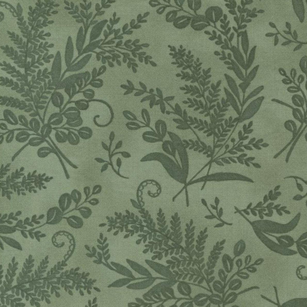 Happiness Blooms Moss Monotone Ferns Fabric