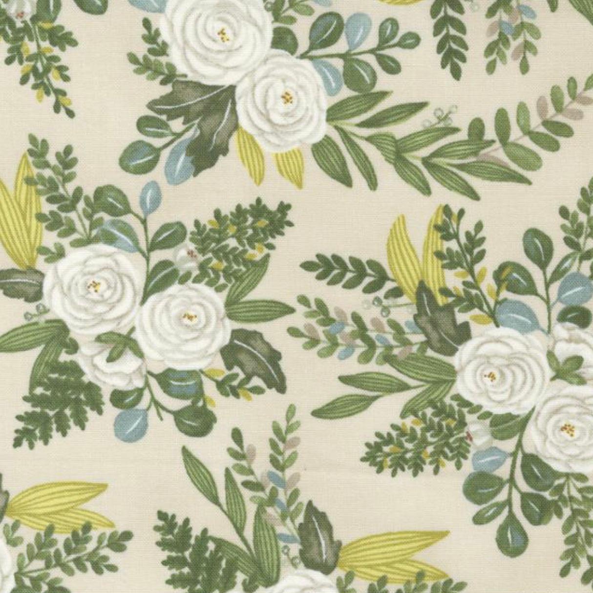 Happiness Blooms Natural All Over Floral Fabric-Moda Fabrics-My Favorite Quilt Store