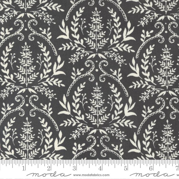 Happiness Blooms Slate Fern Damask Fabric-Moda Fabrics-My Favorite Quilt Store