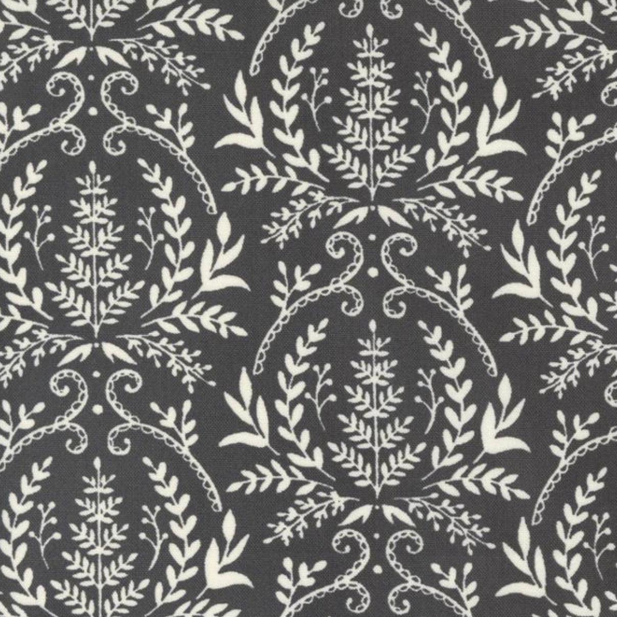 Happiness Blooms Slate Fern Damask Fabric-Moda Fabrics-My Favorite Quilt Store