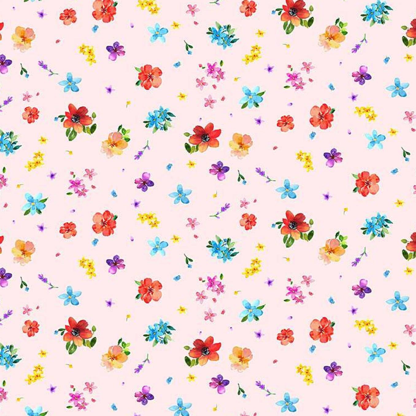 Hello Sunshine Pink Ditsy Florals Fabric-Timeless Treasures-My Favorite Quilt Store