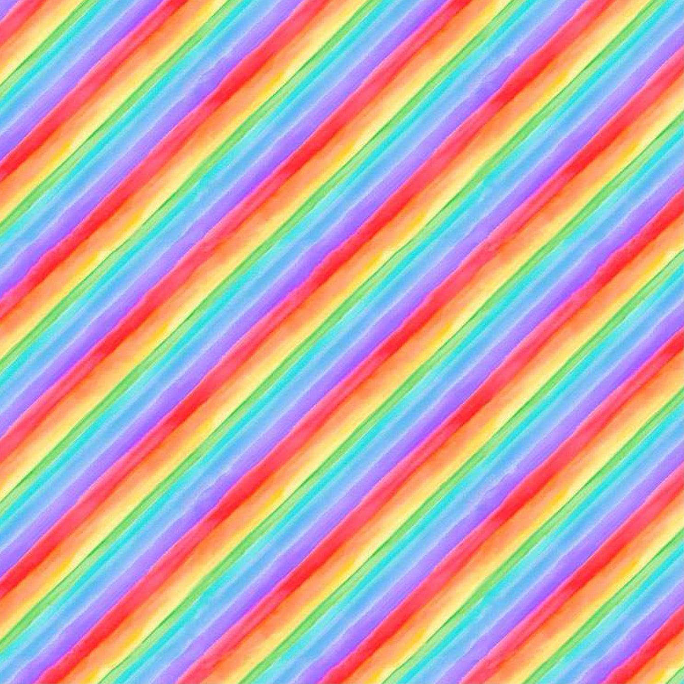 Hello Sunshine Rainbow Bias Stripe Fabric