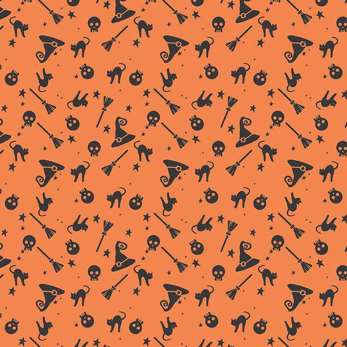 Hey Bootiful Orange Witch Icons Fabric