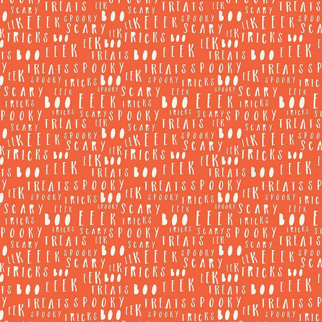 Hey Bootiful Persimmon Words Fabric