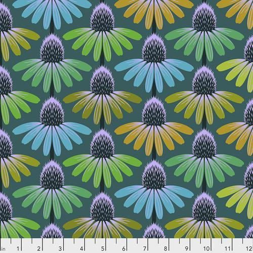 Hindsight Echinacea Glow Algae Fabric-Free Spirit Fabrics-My Favorite Quilt Store