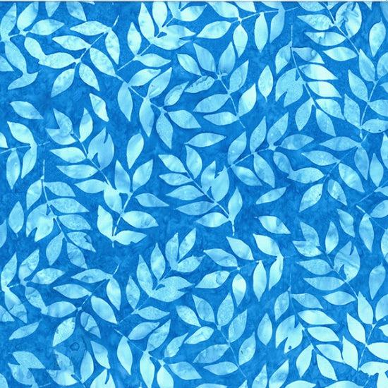 Hoffman Challenge Delta Blue Leaves Batik Fabric-Hoffman Fabrics-My Favorite Quilt Store