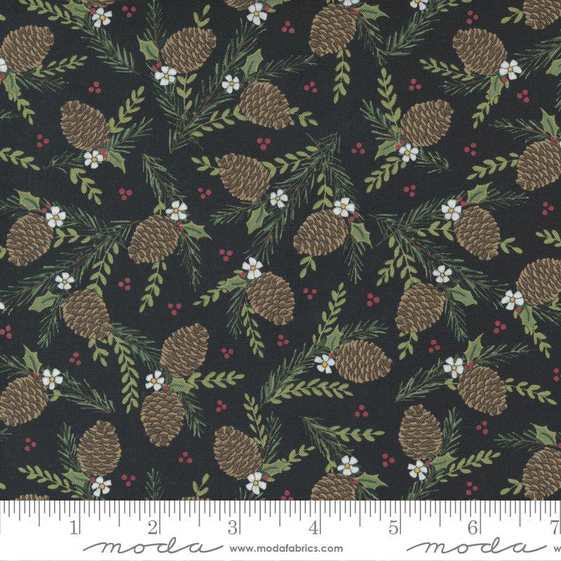 Holly Berry Tree Farm Black Pinecones Fabric-Moda Fabrics-My Favorite Quilt Store