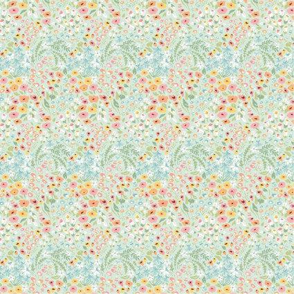 Hollyhock Lane Mint So Dear Ditsy Floral Fabric-Poppie Cotton-My Favorite Quilt Store