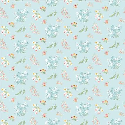 Hollyhock Lane Teal Floral Bloom Fabric-Poppie Cotton-My Favorite Quilt Store