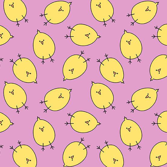 Hoppy Easter Pink Baby Chicks Fabric-Andover-My Favorite Quilt Store