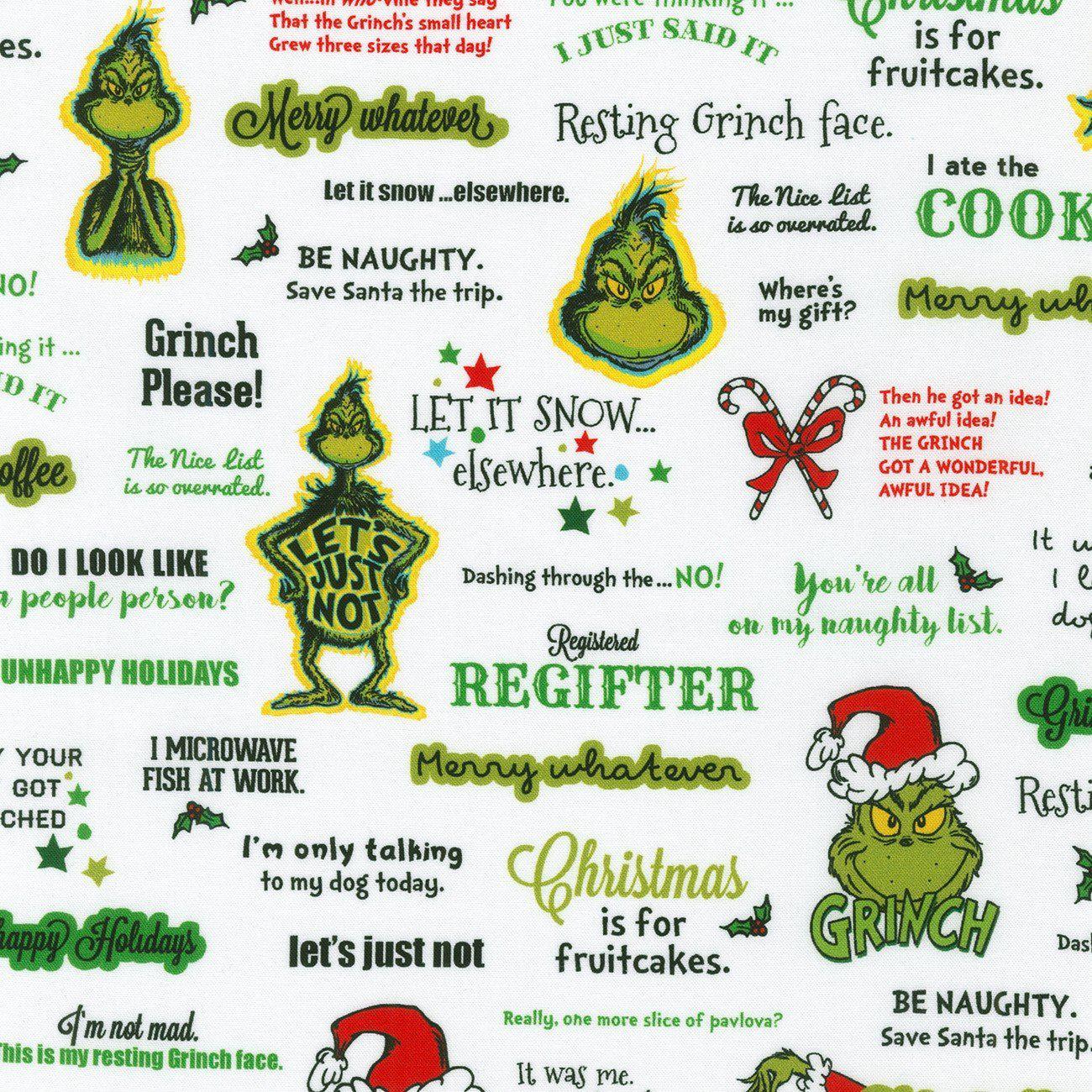 How The Grinch Stole Christmas Holiday Letters Dr. Seuss Fabric