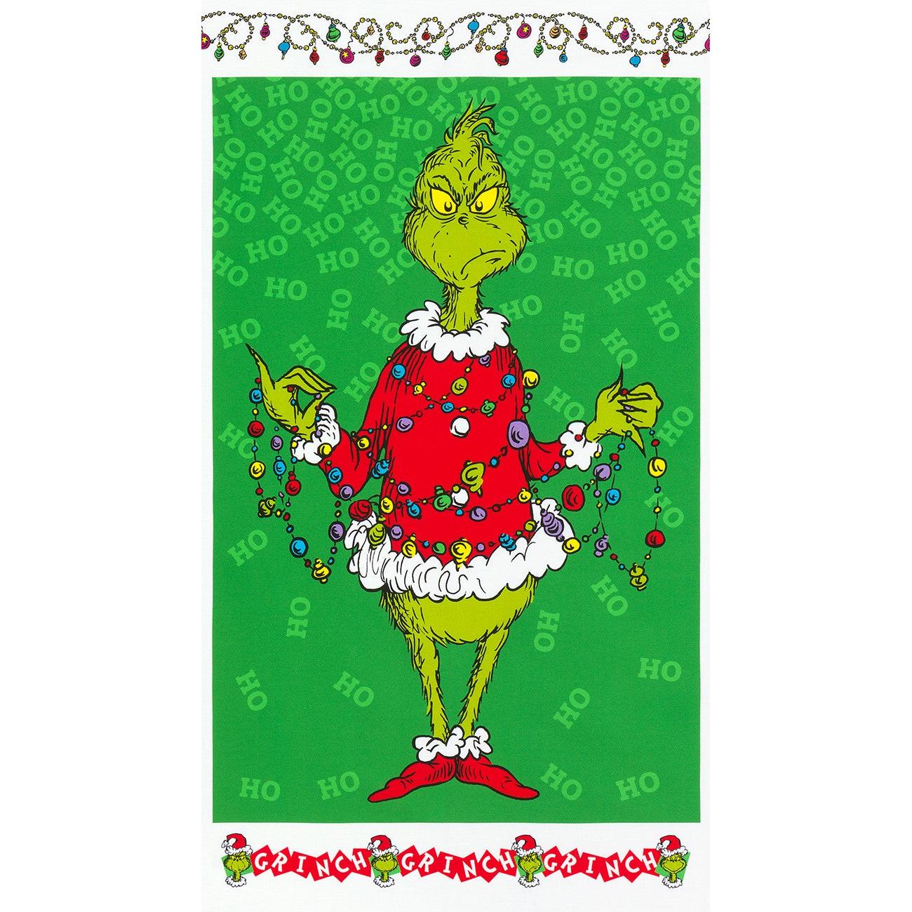 How the Grinch Stole Christmas Green Grinch Panel 24"x 44/45"