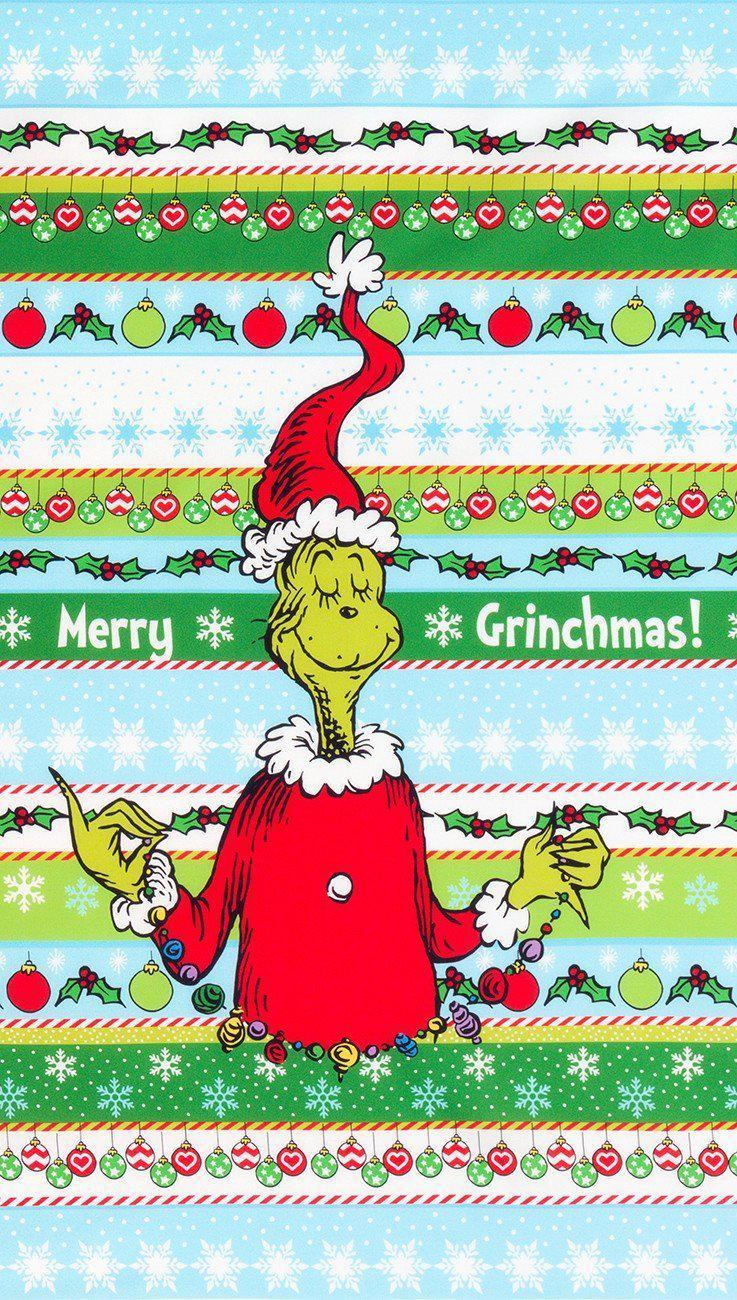 How the Grinch Stole Christmas Holiday Stripe Dr. Seuss Panel 24"x 44/45"-Robert Kaufman-My Favorite Quilt Store
