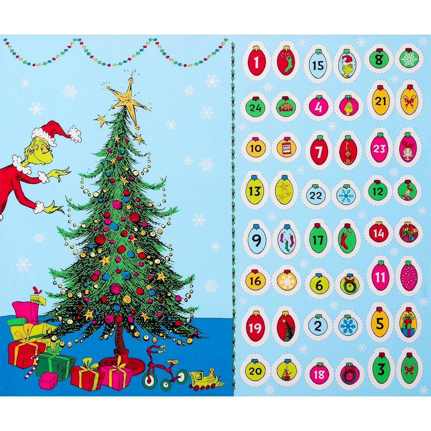 How the Grinch Stole Christmas Tree Advent Calendar Panel 36"x 44/45"-Robert Kaufman-My Favorite Quilt Store