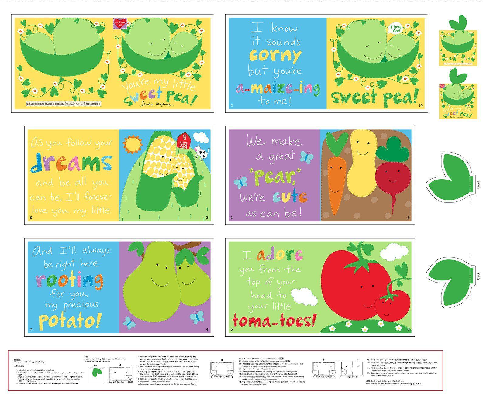 Huggable & Loveable XI You're My Little Sweet Pea Panel 36"x 44/45"-Studio e Fabrics-My Favorite Quilt Store