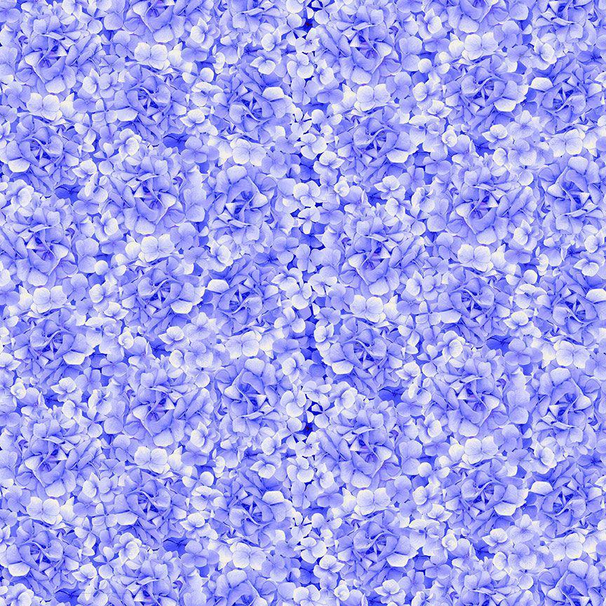 Hydrangea Bliss Blue Packed Petals Fabric