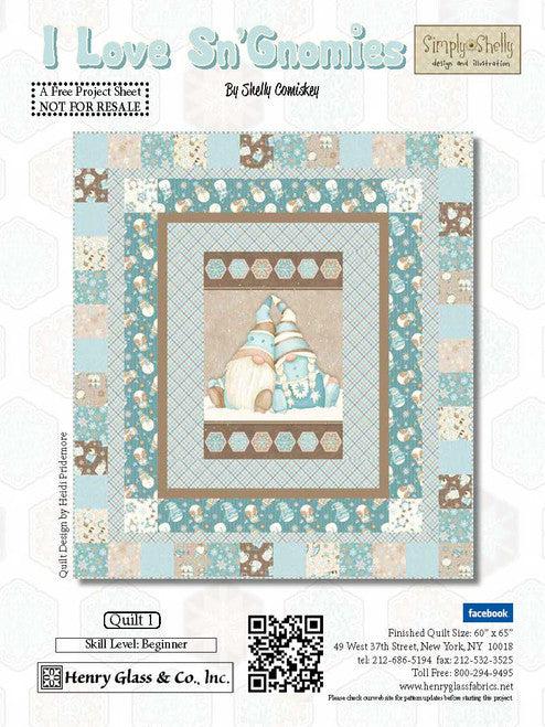 I Love Sn'Gnomies Panel Quilt Pattern - Free Digital Download