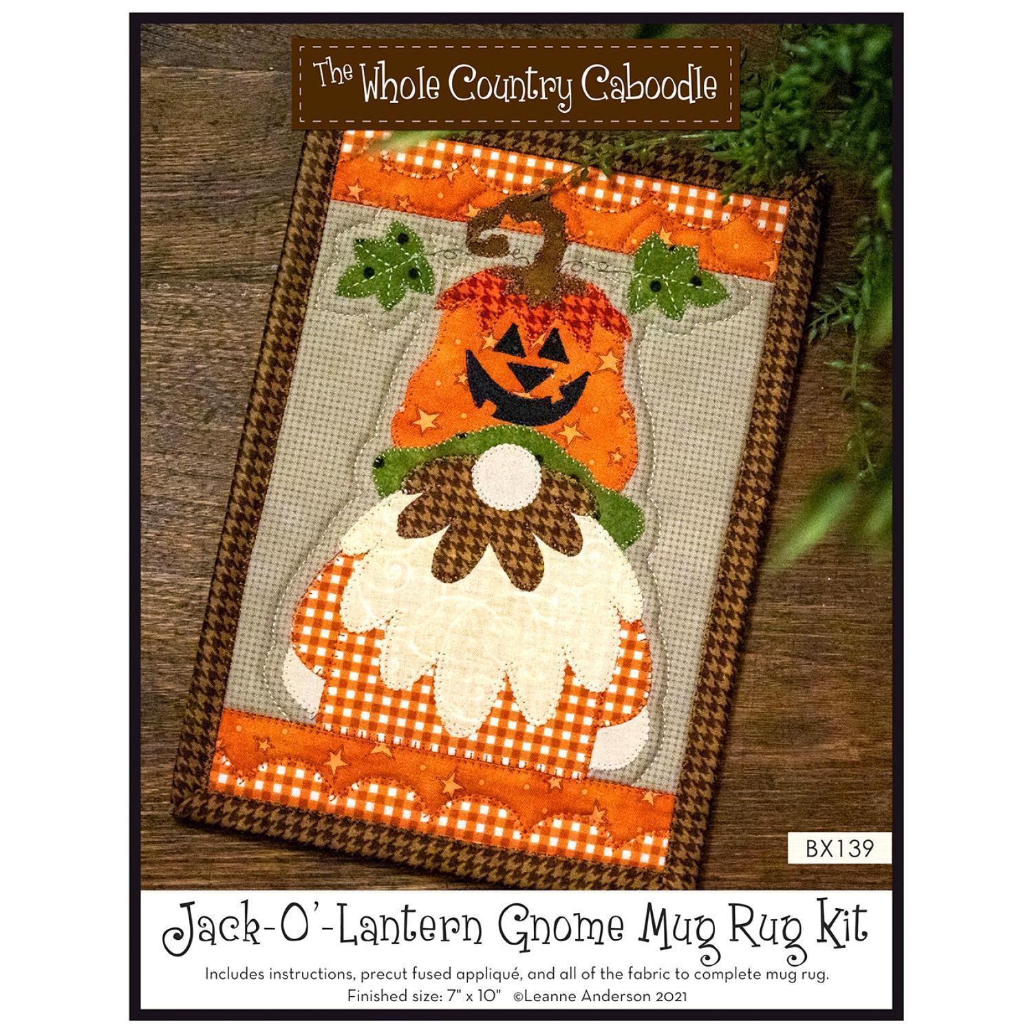 Jack-O'-Lantern Gnome Mug Rug Kit-The Whole Country Caboodle-My Favorite Quilt Store