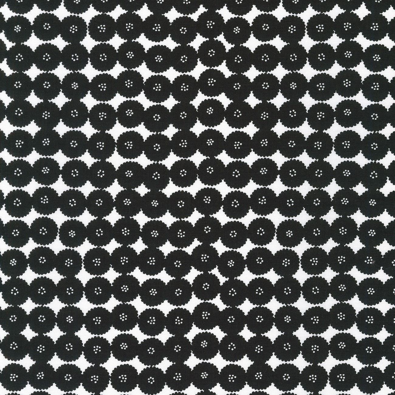 Stof Fillippa's Line Circles & Dots Black Cotton Fabric By The Yard