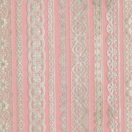 Junk Journal Blush Lace Ribbon Stripes Fabric