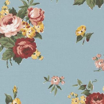 Junk Journal Floral Bouquet Sky Fabric-Moda Fabrics-My Favorite Quilt Store