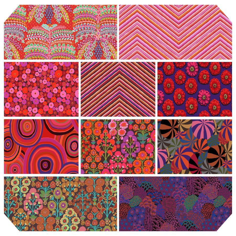 Kaffe 85 and Fabulous Crimson Half Yard Stack-Free Spirit Fabrics-My Favorite Quilt Store