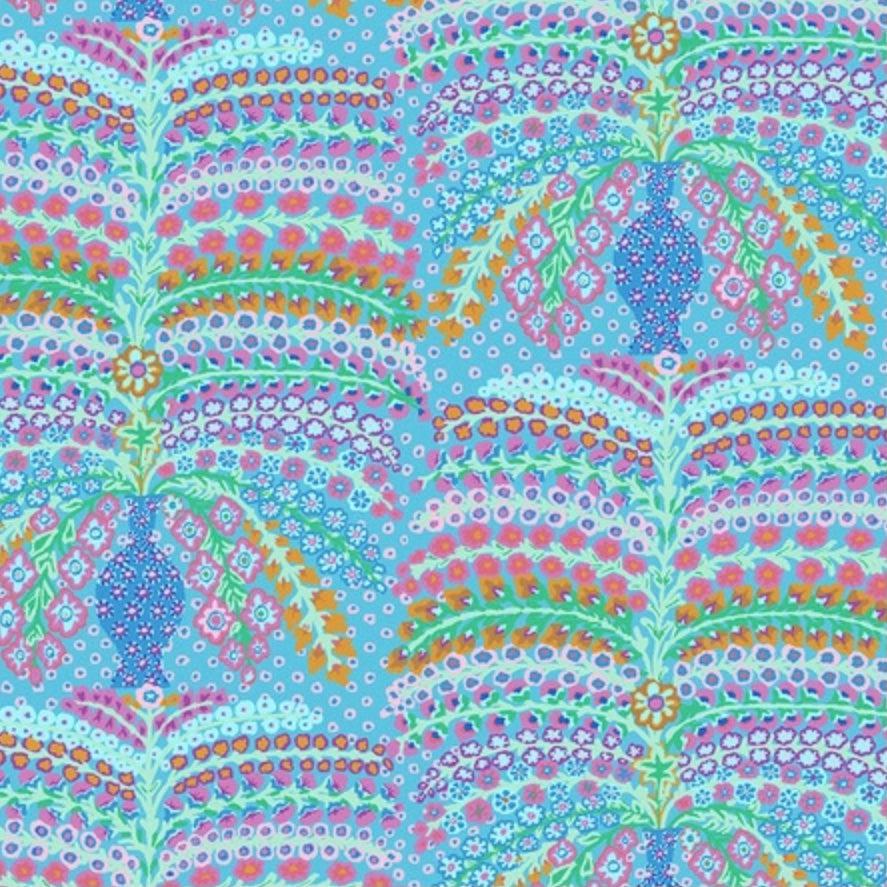 Kaffe 85 and Fabulous Persian Vase Duck Egg Fabric-Free Spirit Fabrics-My Favorite Quilt Store