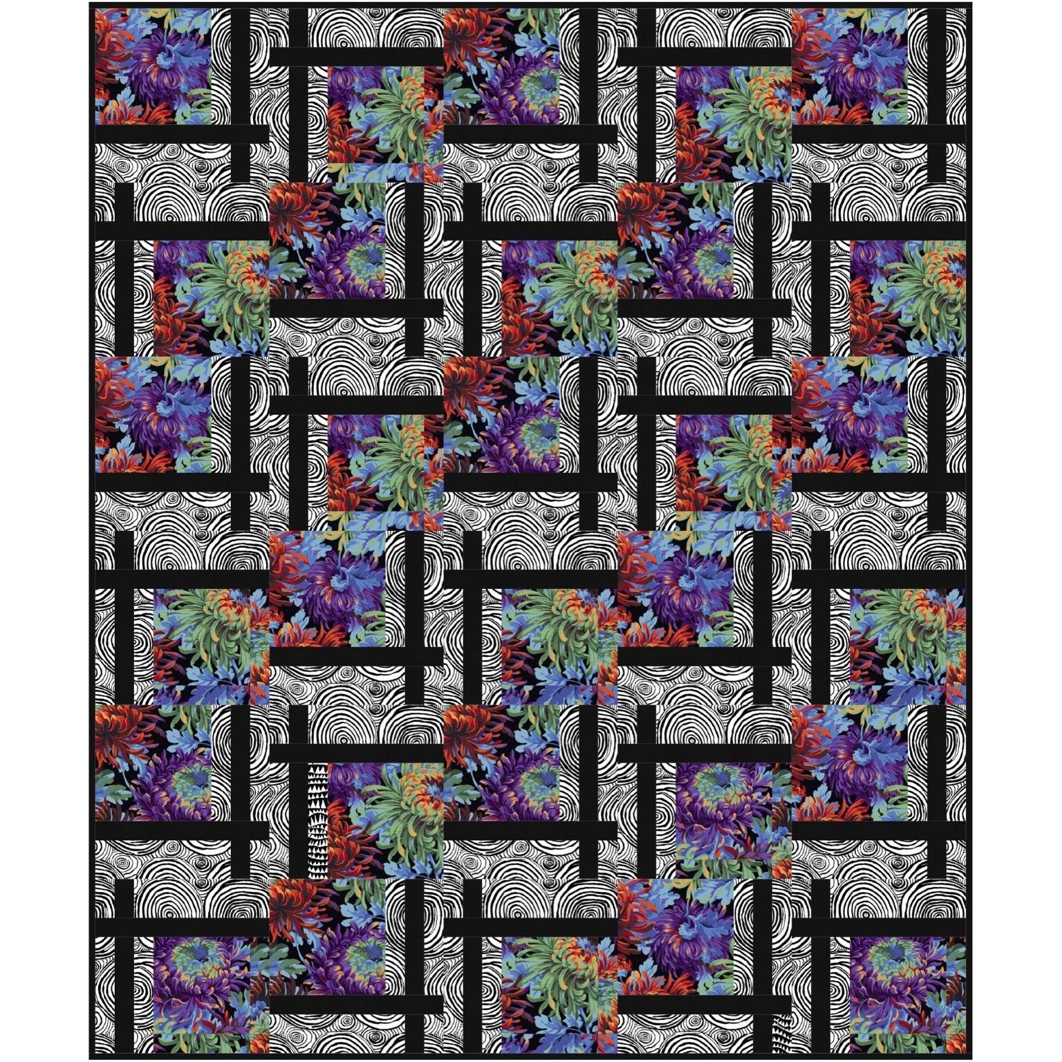 Kaffe Black Shaggy with Onion Rings BQ2 Quilt Kit-Free Spirit Fabrics-My Favorite Quilt Store