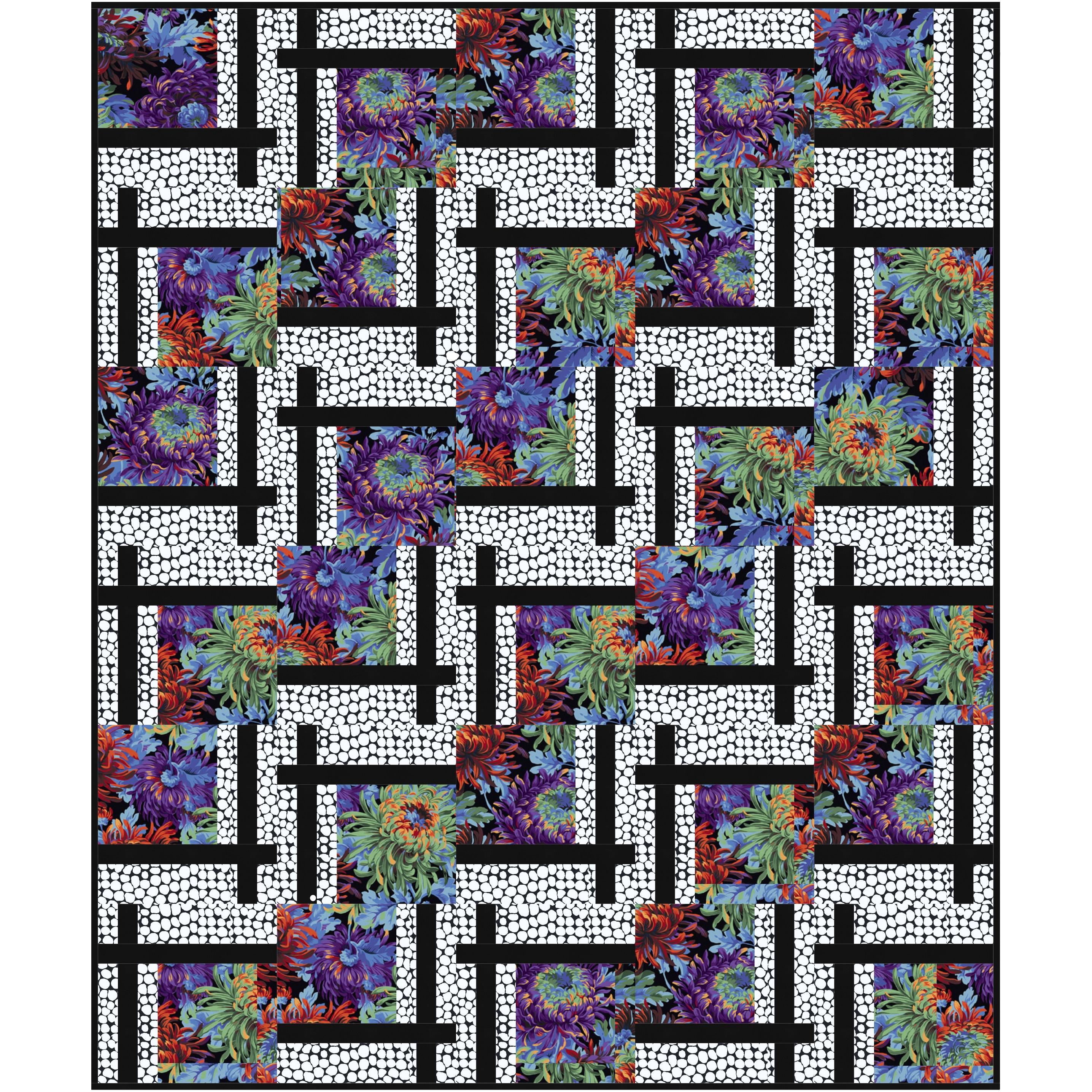 Kaffe Black Shaggy with White Jumble BQ2 Quilt Kit-Free Spirit Fabrics-My Favorite Quilt Store