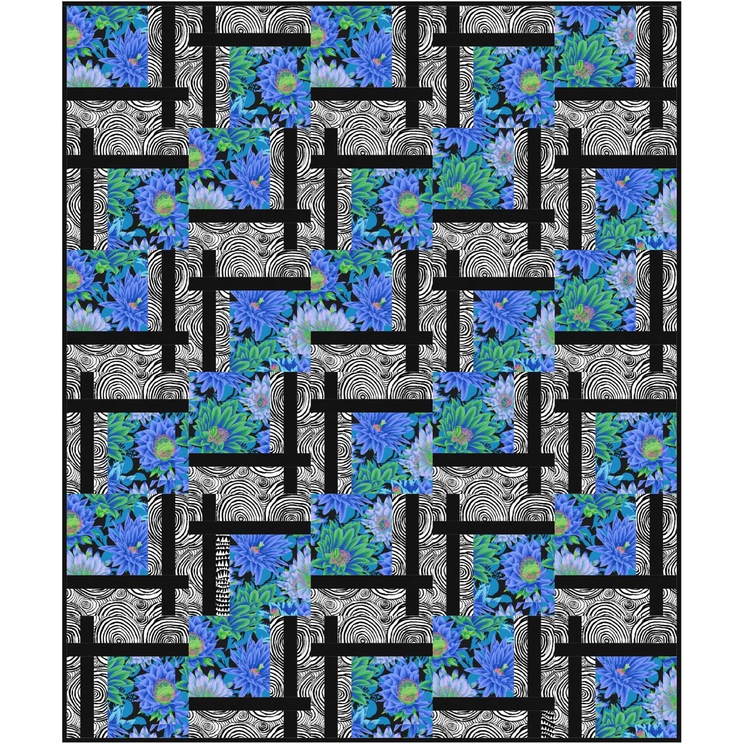 Kaffe Blue Cactus with Onion Rings BQ2 Quilt Kit-Free Spirit Fabrics-My Favorite Quilt Store