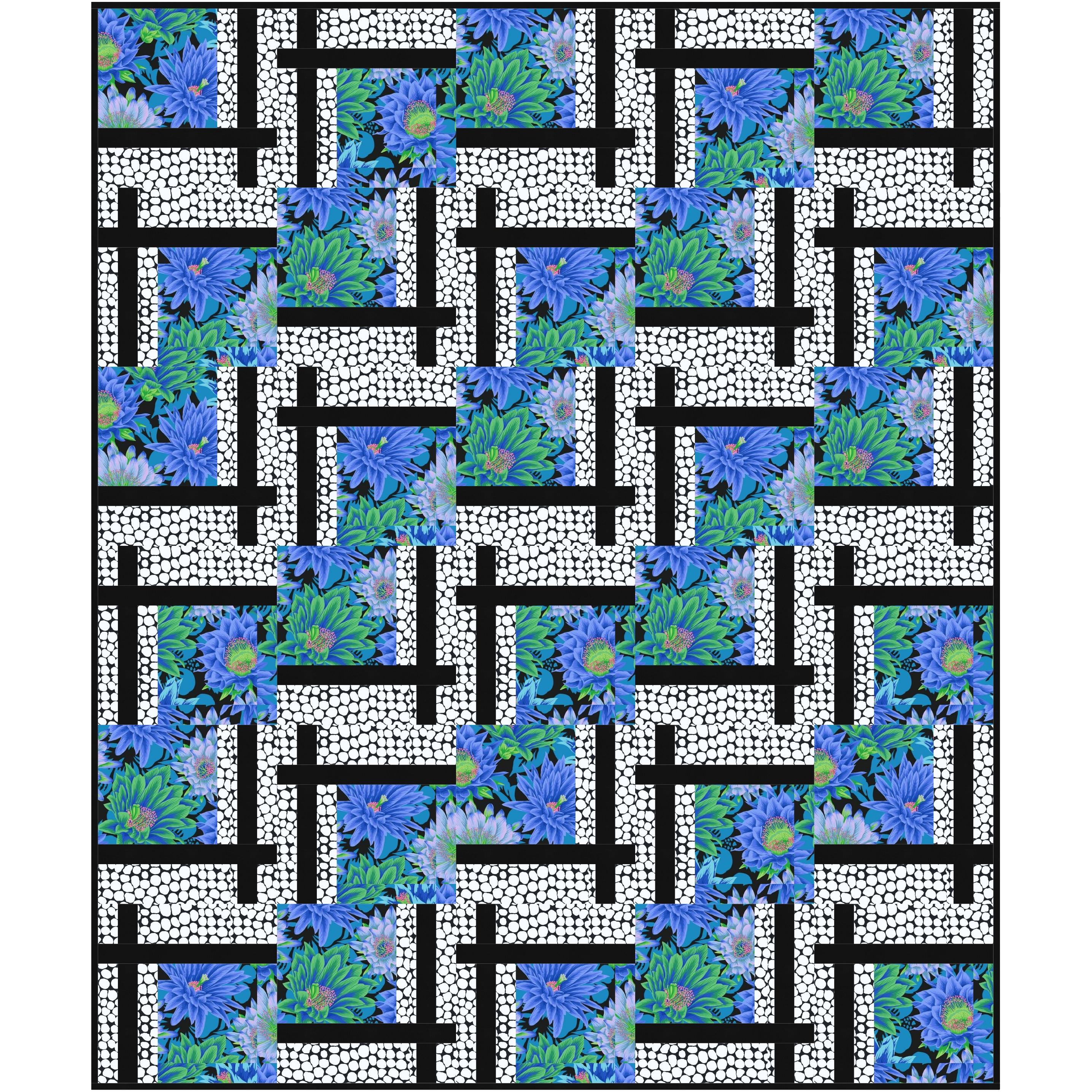 Kaffe Blue Cactus with White Jumble BQ2 Quilt Kit