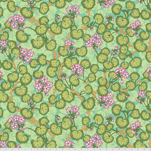 Kaffe Collective August 2021 Climbing Geraniums Green Fabric-Free Spirit Fabrics-My Favorite Quilt Store