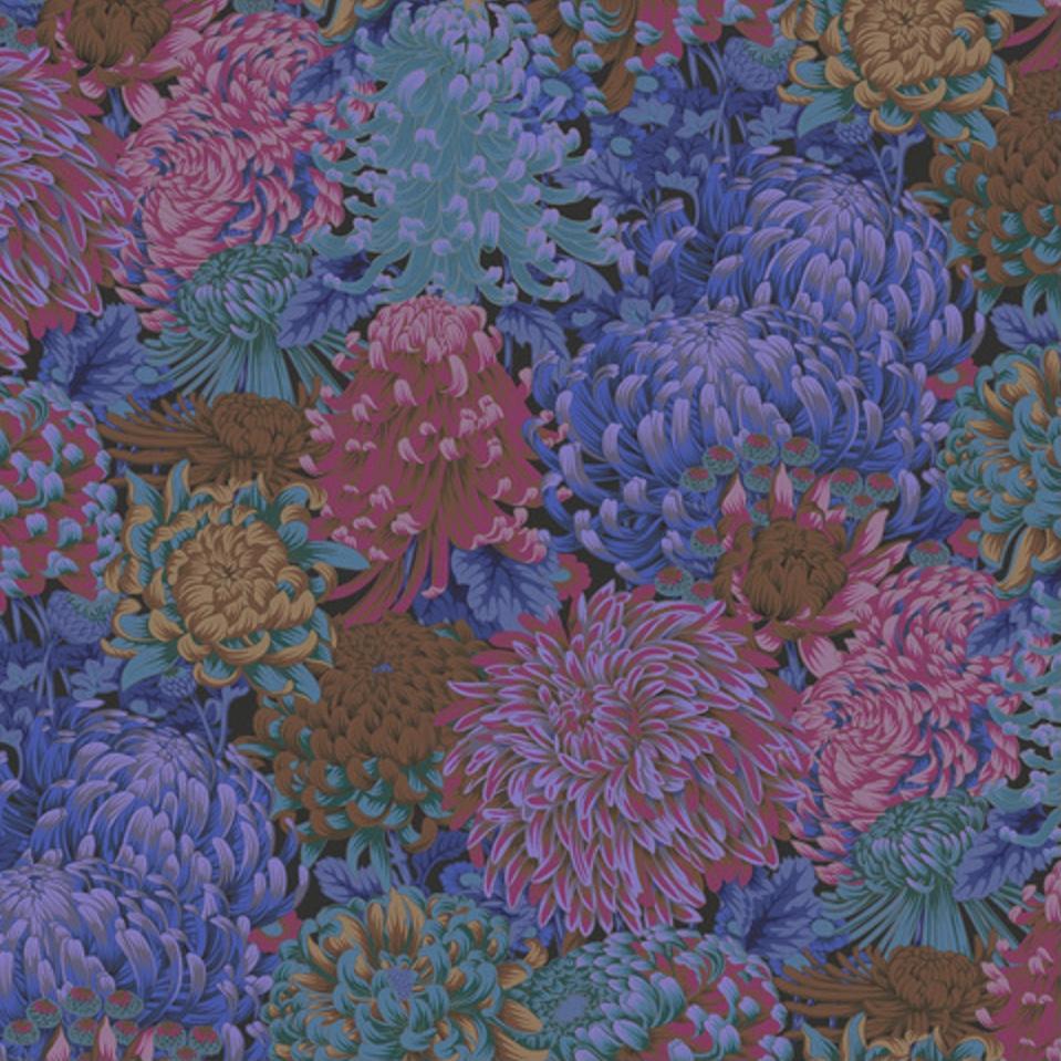 Kaffe Collective August 2021 Hokusai's Mums Dark Fabric