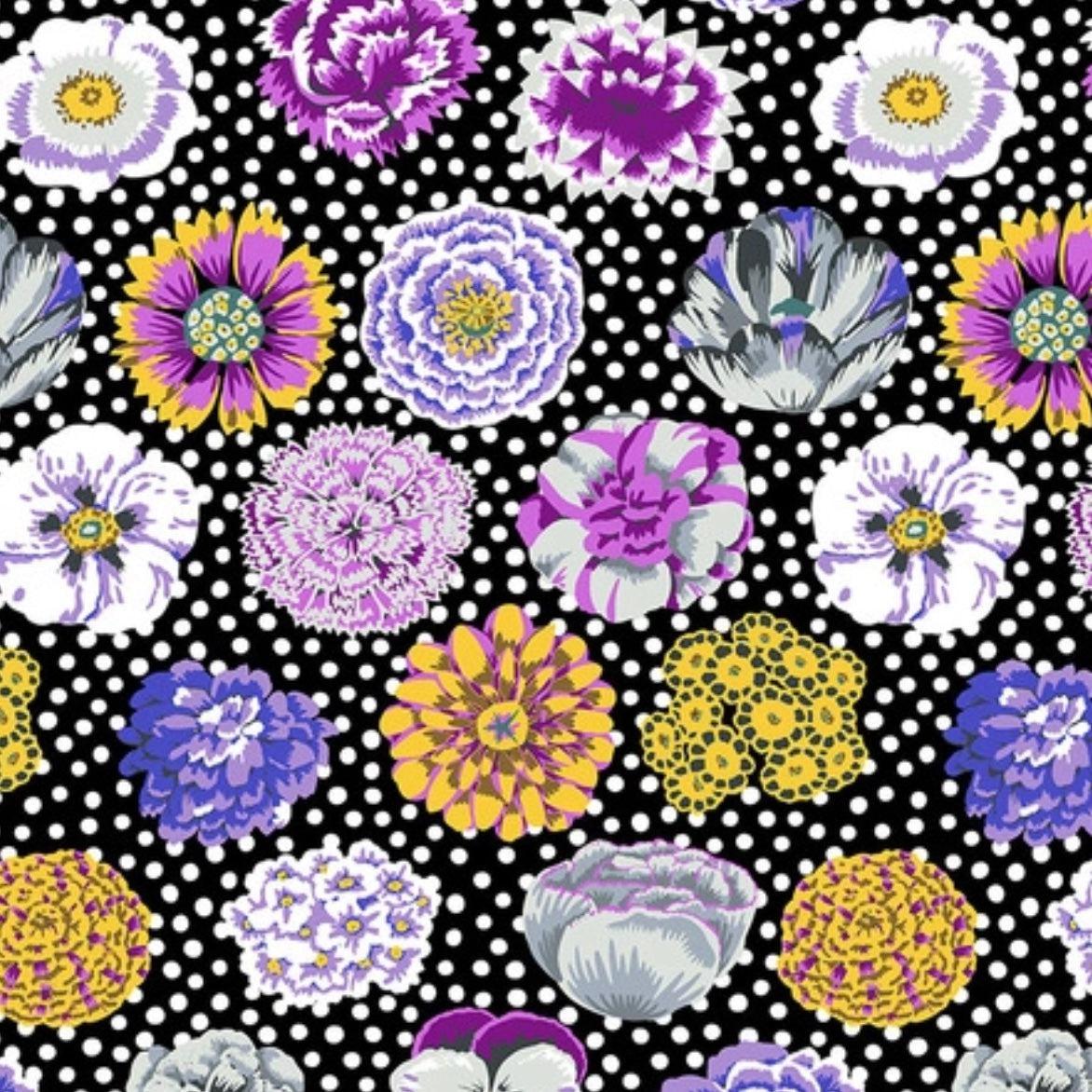 Kaffe Collective August 2022 Big Blooms Black Fabric-Free Spirit Fabrics-My Favorite Quilt Store